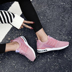 Womens Light Weight Running Sneakers Air Sole Breathable High Quality Sport Women Mesh Running Casual Slip On Flats Comfortable Walking Air Cushion Sneakers Stevvex