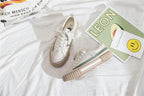 Womens New Spring Fashion Canvas Casual Flats Striped Vulcanize Fashion Style Sneakers Low-Cut Trainers Canvas Flat Sneakers Casual Slip On Canvas Comfortable Design Stevvex