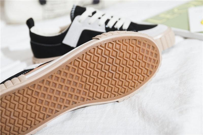 Womens New Spring Fashion Canvas Casual Flats Striped Vulcanize Fashion Style Sneakers Low-Cut Trainers Canvas Flat Sneakers Casual Slip On Canvas Comfortable Design Stevvex