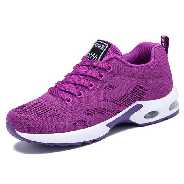 Womens Red Sneakers Air Cushion Shoes Woman Mesh Sneakers Breathable Flats Womens Casual Air Cushion Sneakers Lightweight Non Slip Sport Jogging Gym Fitness Workout Tennis Walking Espadrilles Stevvex