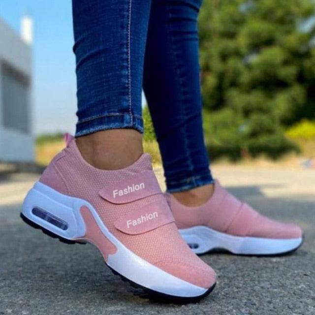 Womens Red Sneakers Air Cushion Shoes Woman Mesh Sneakers Breathable Flats Womens Casual Air Cushion Sneakers Lightweight Non Slip Sport Jogging Gym Fitness Workout Tennis Walking Espadrilles Stevvex