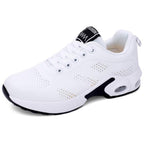 Womens Red Sneakers Air Cushion Shoes Woman Mesh Sneakers Breathable Flats Womens Casual Air Cushion Sneakers Lightweight Non Slip Sport Jogging Gym Fitness Workout Tennis Walking Espadrilles Stevvex
