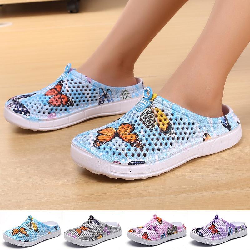 Womens Slip-On Quick Dry Water Clogs Shoes Beach Sandals Lightweight Breathable Bathroom Garden Clogs Shoes Summer Breathable Mesh Sandals Beach Footwear Anti-Slip Slippers Quick Drying Sandals Stevvex