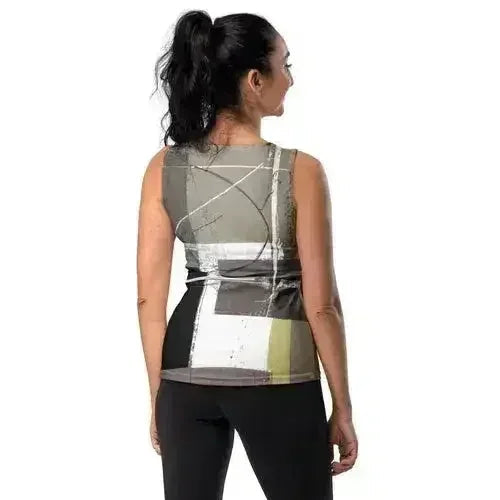 Women's Stretch Fit Tank Top - Abstract Brown Geometric Shapes - SJB-DIAMOND ELITES