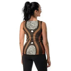 Womens Stretch Fit Tank Top - Brown White Geometric Lines - SJB-DIAMOND ELITES