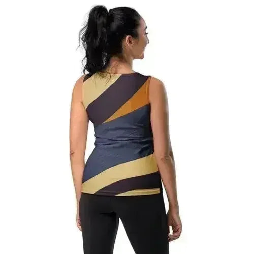 Womens Stretch Fit Tank Top - Brown Red Blue Colorblock Lines - SJB-DIAMOND ELITES