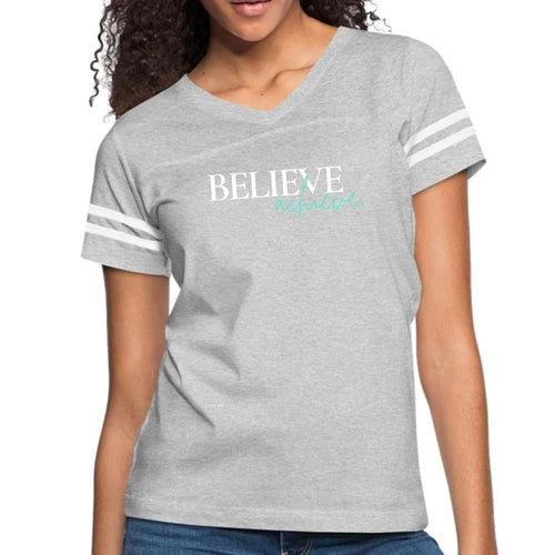 Womens Vintage Sport Graphic T-shirt - Believe and Achieve - SJB-DIAMOND ELITES