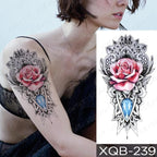 Womens Waterproof Temporary Tattoo Sticker Blue Flower Luxury Big Tatoo For Body Arm