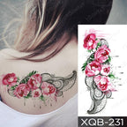 Womens Waterproof Temporary Tattoo Sticker Blue Flower Luxury Big Tatoo For Body Arm