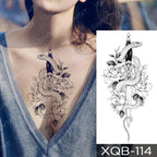 Womens Waterproof Temporary Tattoo Sticker Blue Flower Luxury Big Tatoo For Body Arm