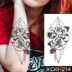 Womens Waterproof Temporary Tattoo Sticker Blue Flower Luxury Big Tatoo For Body Arm