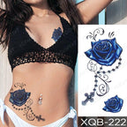 Womens Waterproof Temporary Tattoo Sticker Blue Flower Luxury Big Tatoo For Body Arm