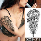 Womens Waterproof Temporary Tattoo Sticker Blue Flower Luxury Big Tatoo For Body Arm