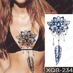 Womens Waterproof Temporary Tattoo Sticker Blue Flower Luxury Big Tatoo For Body Arm