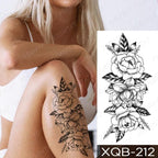 Womens Waterproof Temporary Tattoo Sticker Blue Flower Luxury Big Tatoo For Body Arm