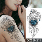 Womens Waterproof Temporary Tattoo Sticker Blue Flower Luxury Big Tatoo For Body Arm