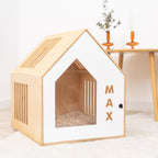 Booth-Style Wooden Dog House - White