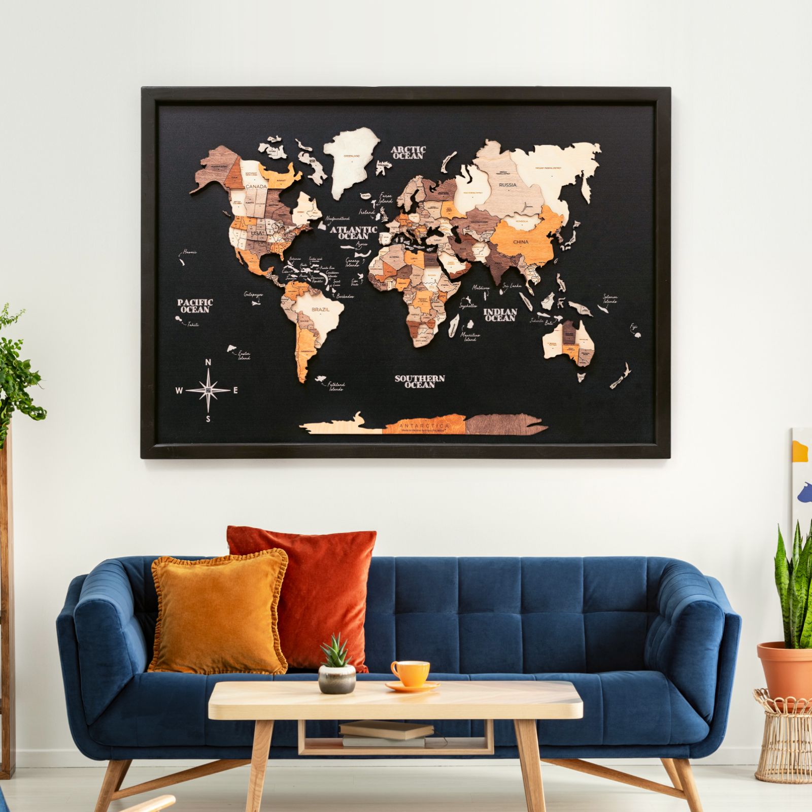 3D Wooden Panel World Map Multicolor Enjoy The Wood
