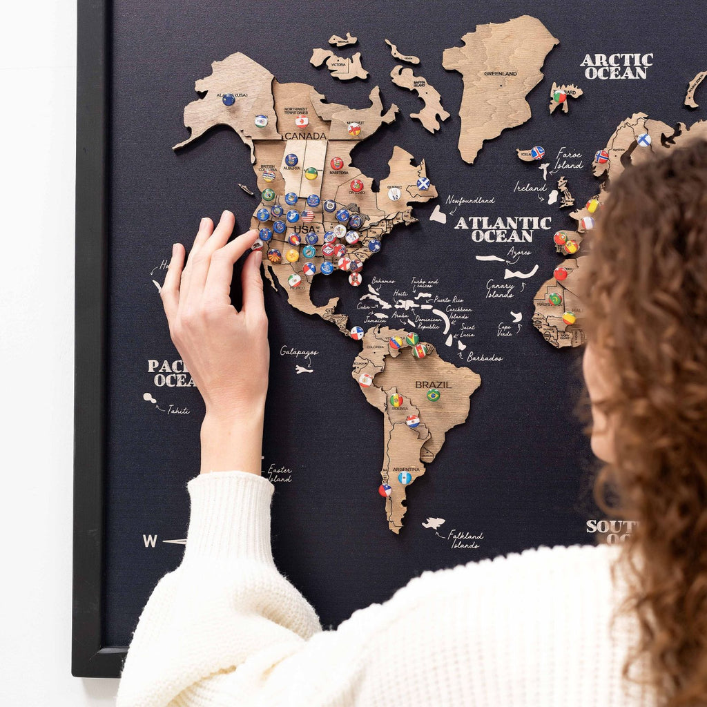 3D Wooden Panel World Map Terra Enjoy The Wood