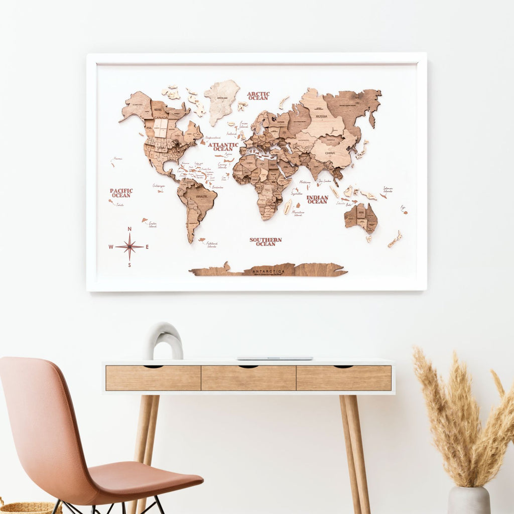 3D Wooden Panel World Map Terra Enjoy The Wood