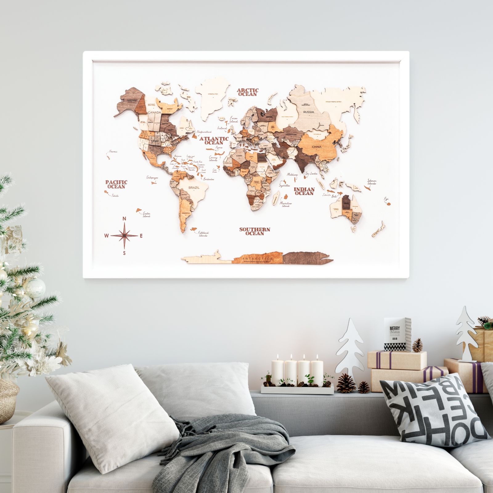 3D Wooden Panel World Map Multicolor Enjoy The Wood