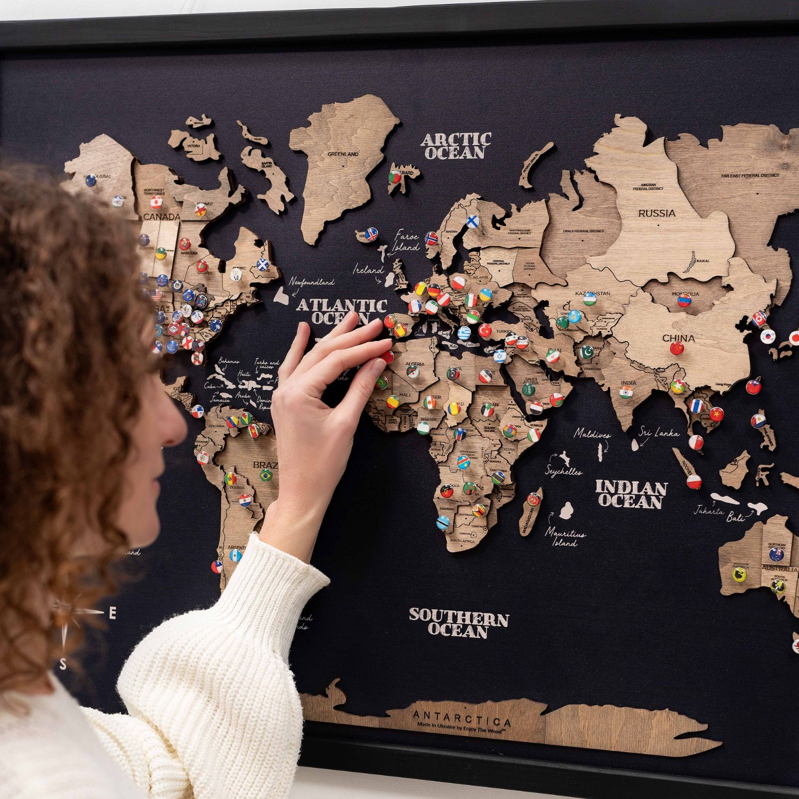 3D Wooden Panel World Map Terra Enjoy The Wood
