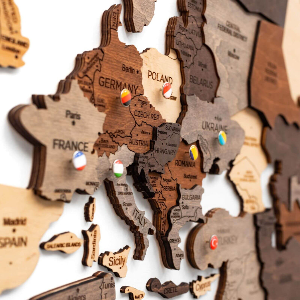 3D Wooden World Map Multicolor (for US only) - SJB-DIAMOND ELITES