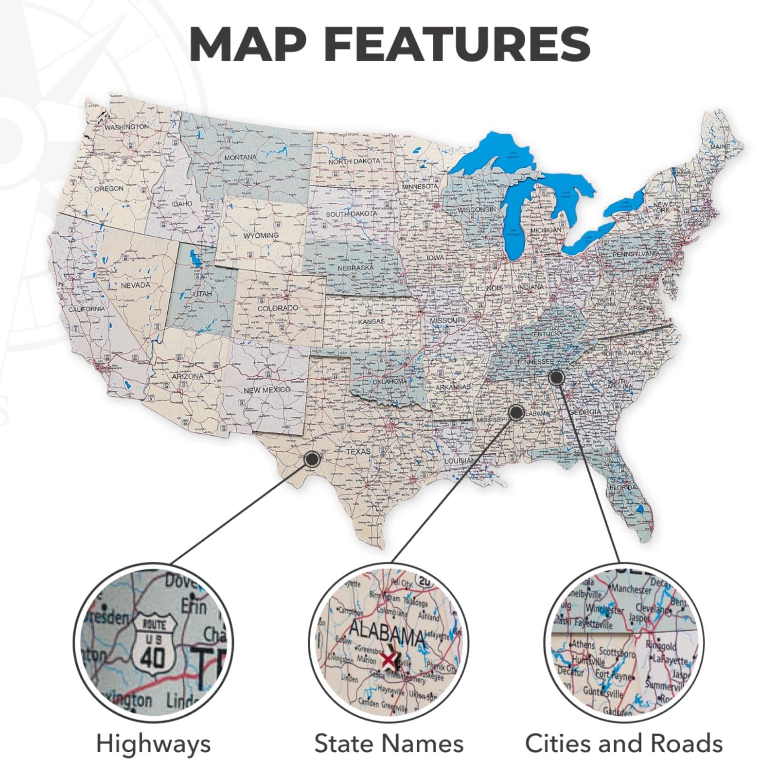 Wooden USA Map Enjoy The Wood