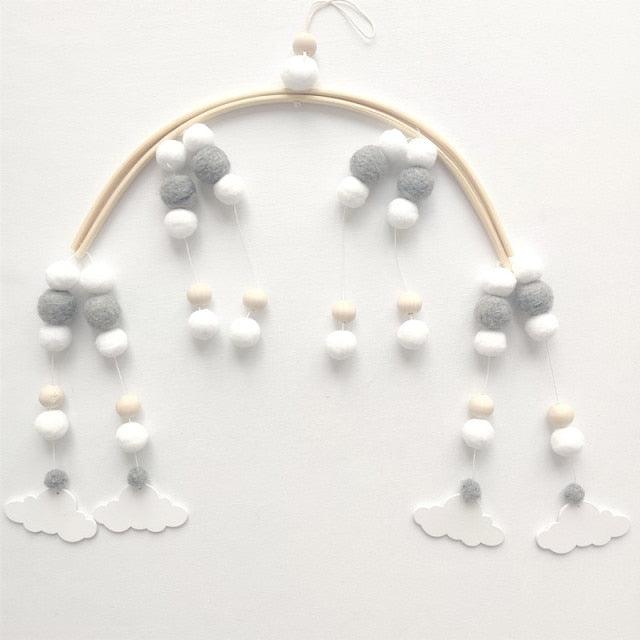 Wooden Beads Wind Chimes With Wool Balls Wooden Wind Chime Nursery Mobile Crib Bed Bell Baby Bedroom Ceiling Wooden Beads Hanging Ornament Pendant Newborn Baby Bed Hanging Wind bell Crib Tent Kids Room Decorations Ornaments Stevvex
