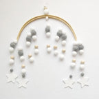 Wooden Beads Wind Chimes With Wool Balls Wooden Wind Chime Nursery Mobile Crib Bed Bell Baby Bedroom Ceiling Wooden Beads Hanging Ornament Pendant Newborn Baby Bed Hanging Wind bell Crib Tent Kids Room Decorations Ornaments Stevvex