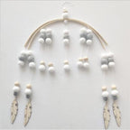 Wooden Beads Wind Chimes With Wool Balls Wooden Wind Chime Nursery Mobile Crib Bed Bell Baby Bedroom Ceiling Wooden Beads Hanging Ornament Pendant Newborn Baby Bed Hanging Wind bell Crib Tent Kids Room Decorations Ornaments Stevvex