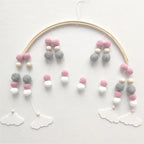 Wooden Beads Wind Chimes With Wool Balls Wooden Wind Chime Nursery Mobile Crib Bed Bell Baby Bedroom Ceiling Wooden Beads Hanging Ornament Pendant Newborn Baby Bed Hanging Wind bell Crib Tent Kids Room Decorations Ornaments Stevvex