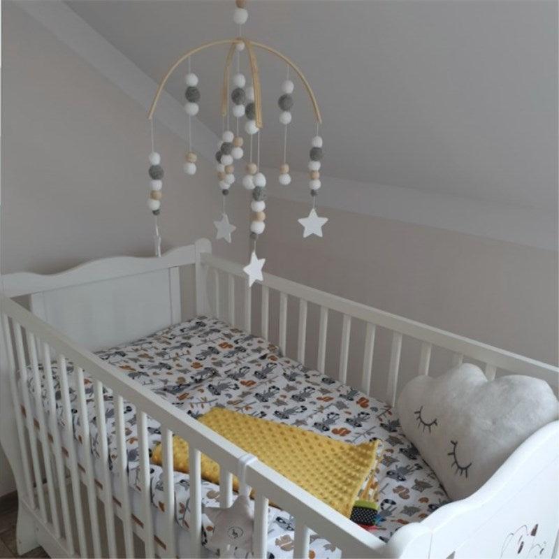 Wooden Beads Wind Chimes With Wool Balls Wooden Wind Chime Nursery Mobile Crib Bed Bell Baby Bedroom Ceiling Wooden Beads Hanging Ornament Pendant Newborn Baby Bed Hanging Wind bell Crib Tent Kids Room Decorations Ornaments Stevvex