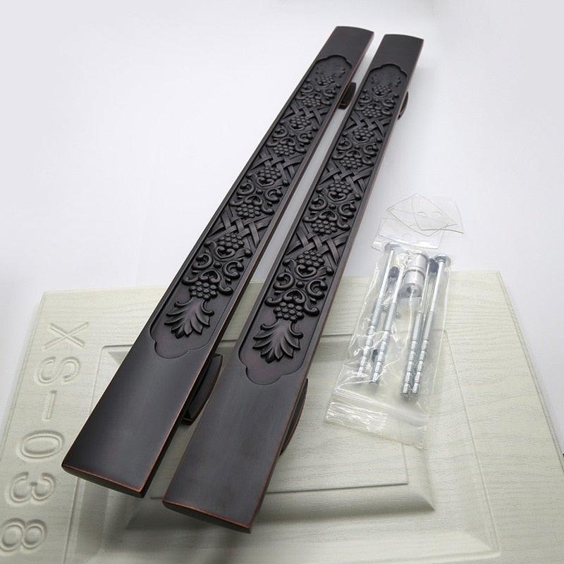 Wooden Door Glass Knob Handle  Hotel Villa European Style Simple Antique Black Surface Mounted Solid Barn Pull Hand Wardrobe Shoe Cabinet Bathroom Cabinet Handle Drawer Handle Stevvex