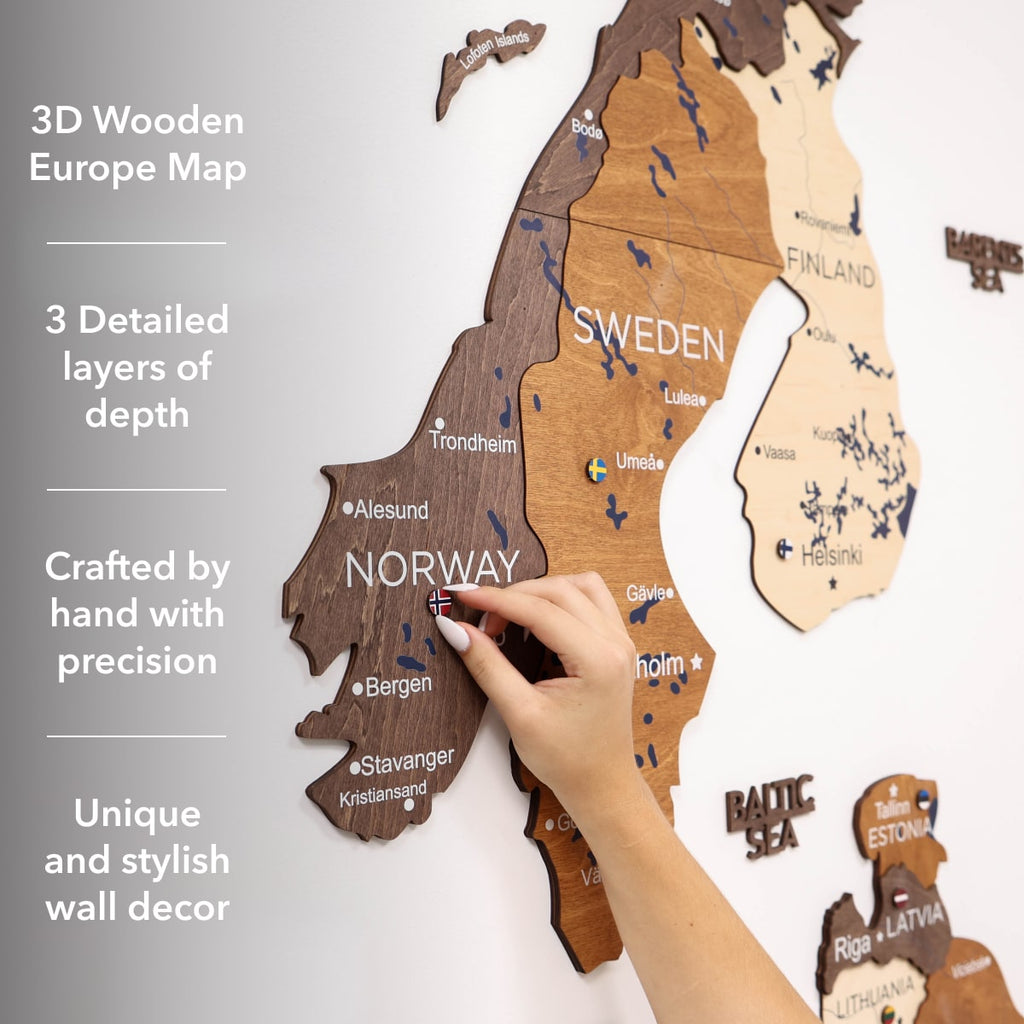 3D Europe Wooden Map Multicolor Enjoy The Wood