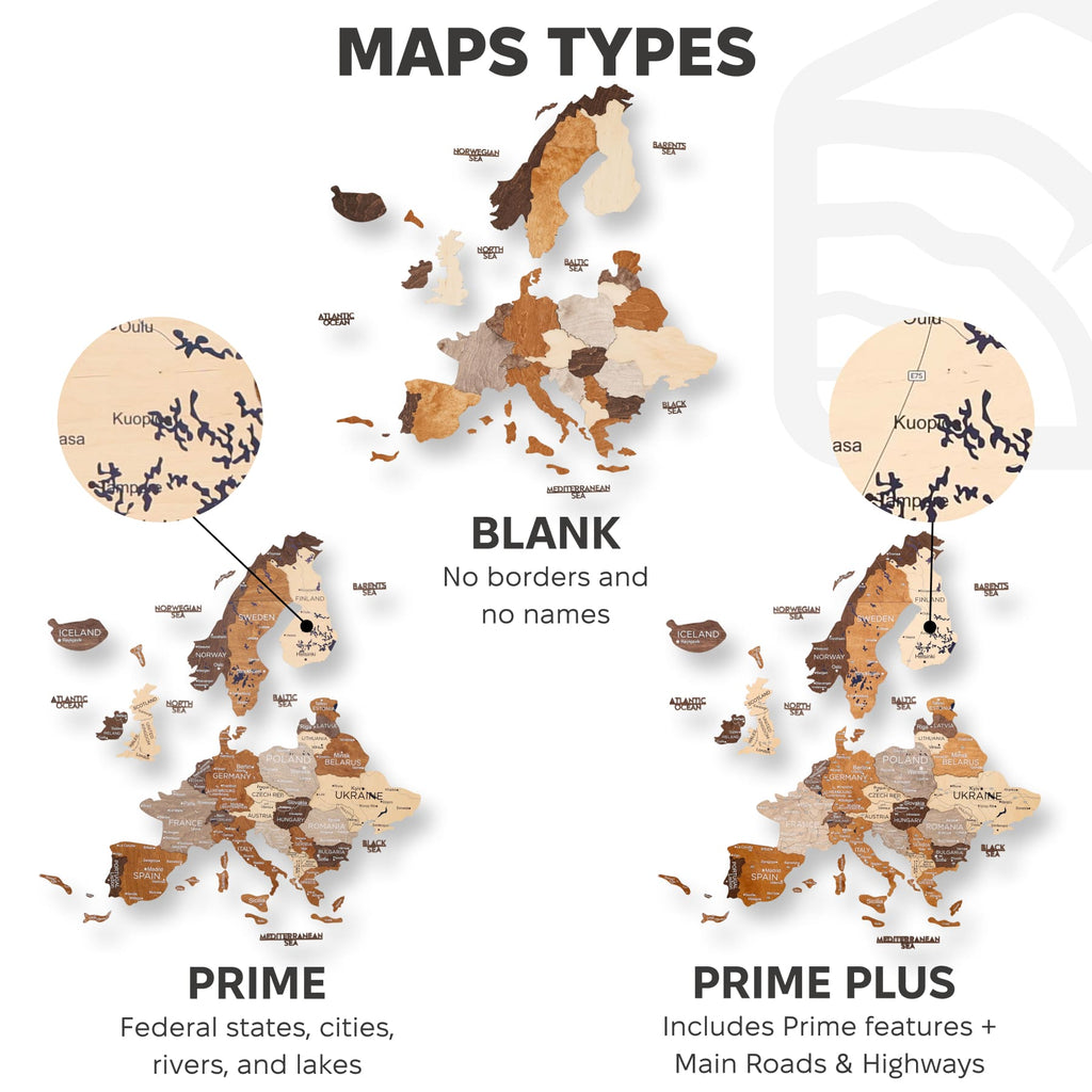 3D Europe Wooden Map Multicolor Enjoy The Wood