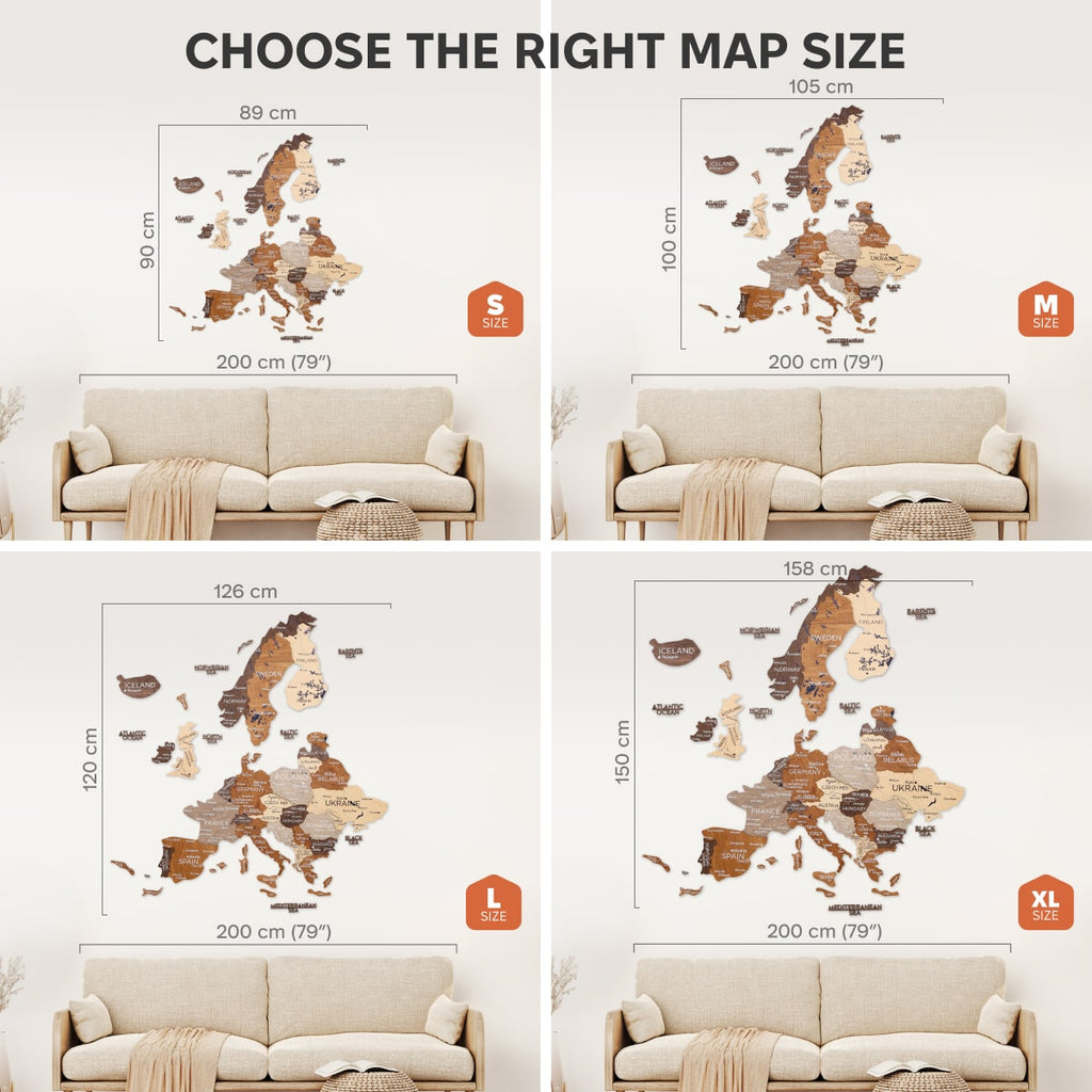3D Europe Wooden Map Multicolor Enjoy The Wood