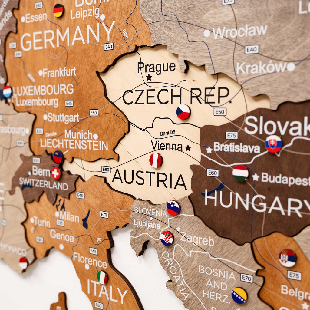 3D Europe Wooden Map Multicolor Enjoy The Wood