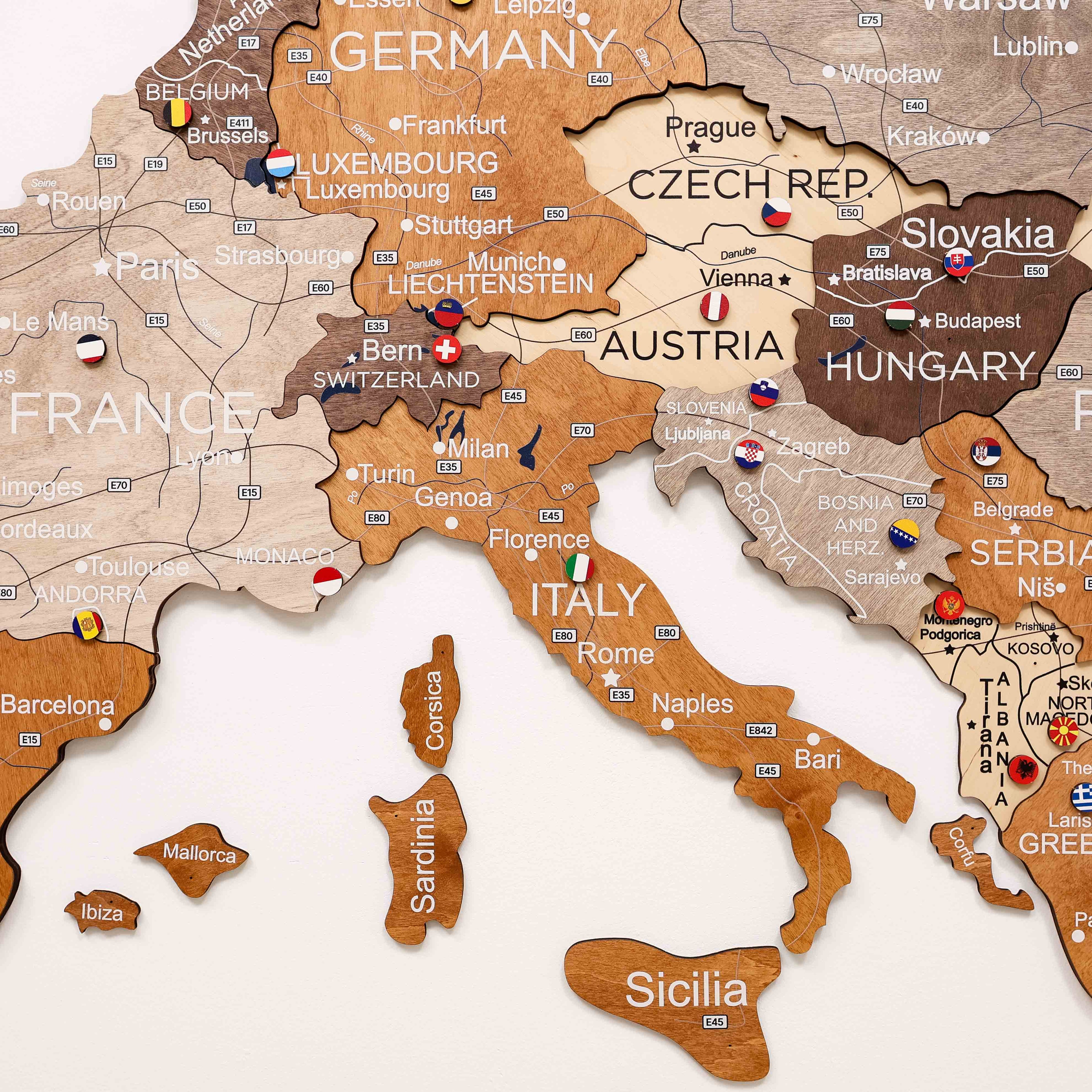 3D Europe Wooden Map Multicolor Enjoy The Wood