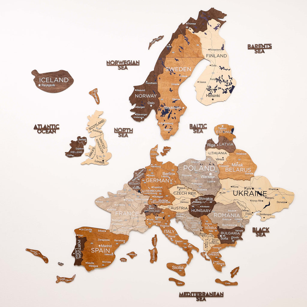 3D Europe Wooden Map Multicolor Enjoy The Wood
