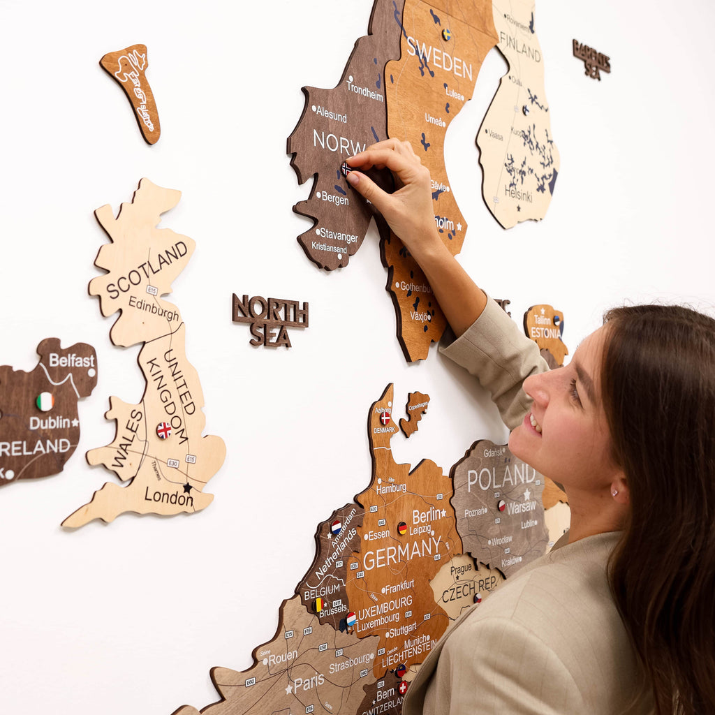 3D Europe Wooden Map Multicolor Enjoy The Wood