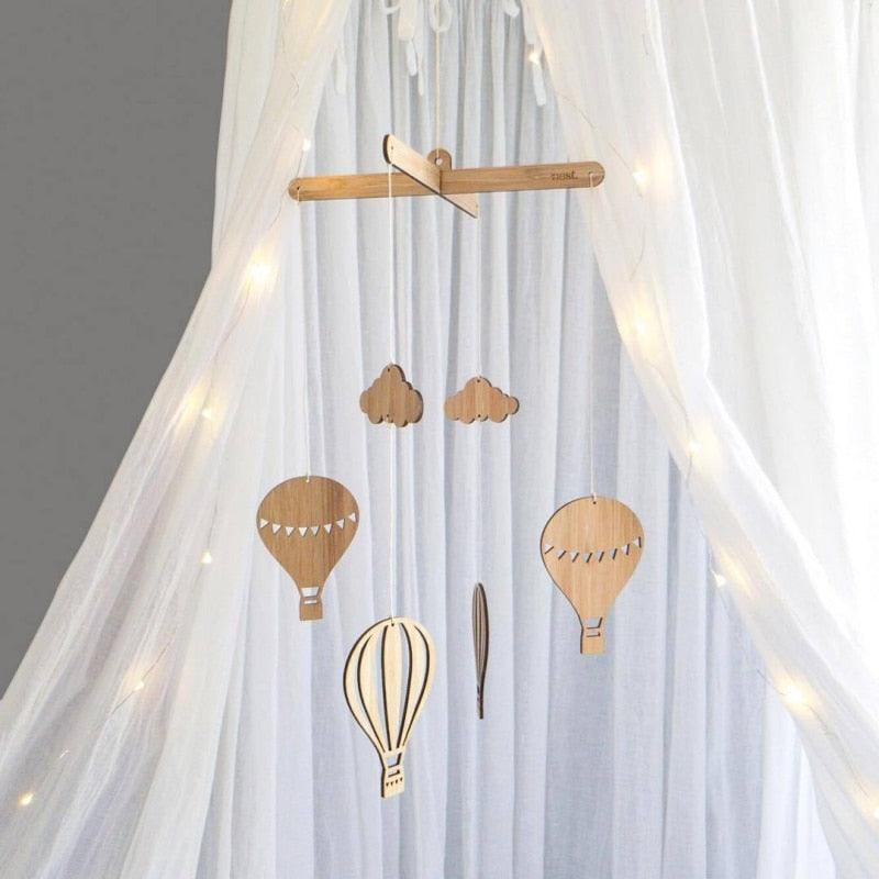Wooden Hot Air Balloon Wind Chime Hanging Toys Baby Bed Bell Kids Room Decoration Wall Hanging Ornaments Nursery Decor Photo Props  For Kids Wind Chimes Decorations Stevvex