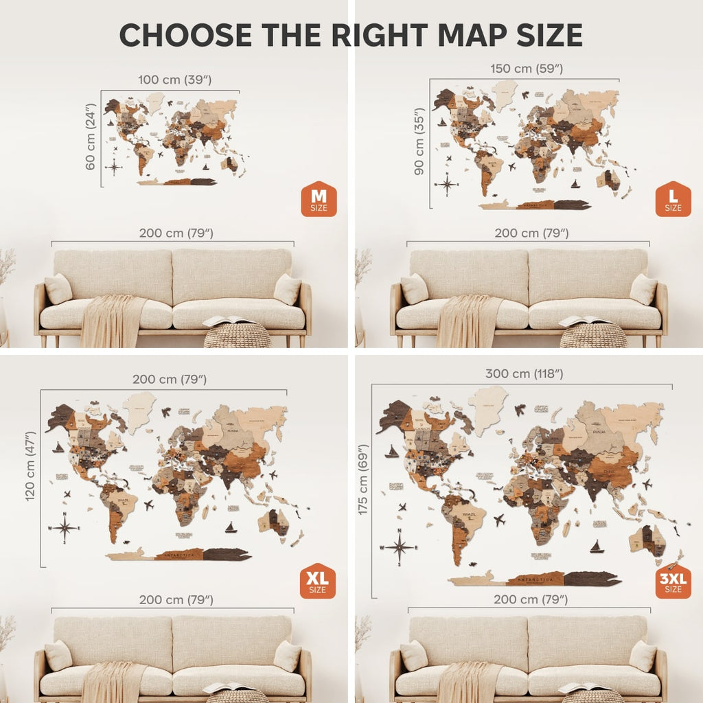 3D Wooden World Map Multicolor Enjoy The Wood