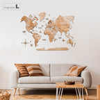 3D Wooden World Map Gold Enjoy The Wood