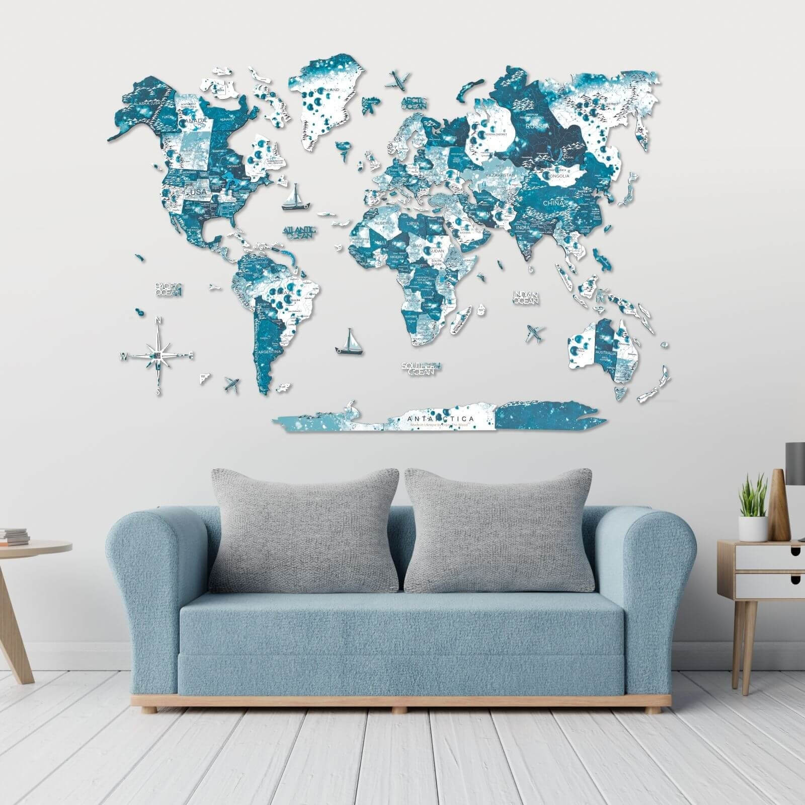 3D Wooden World Map Aurora Enjoy The Wood