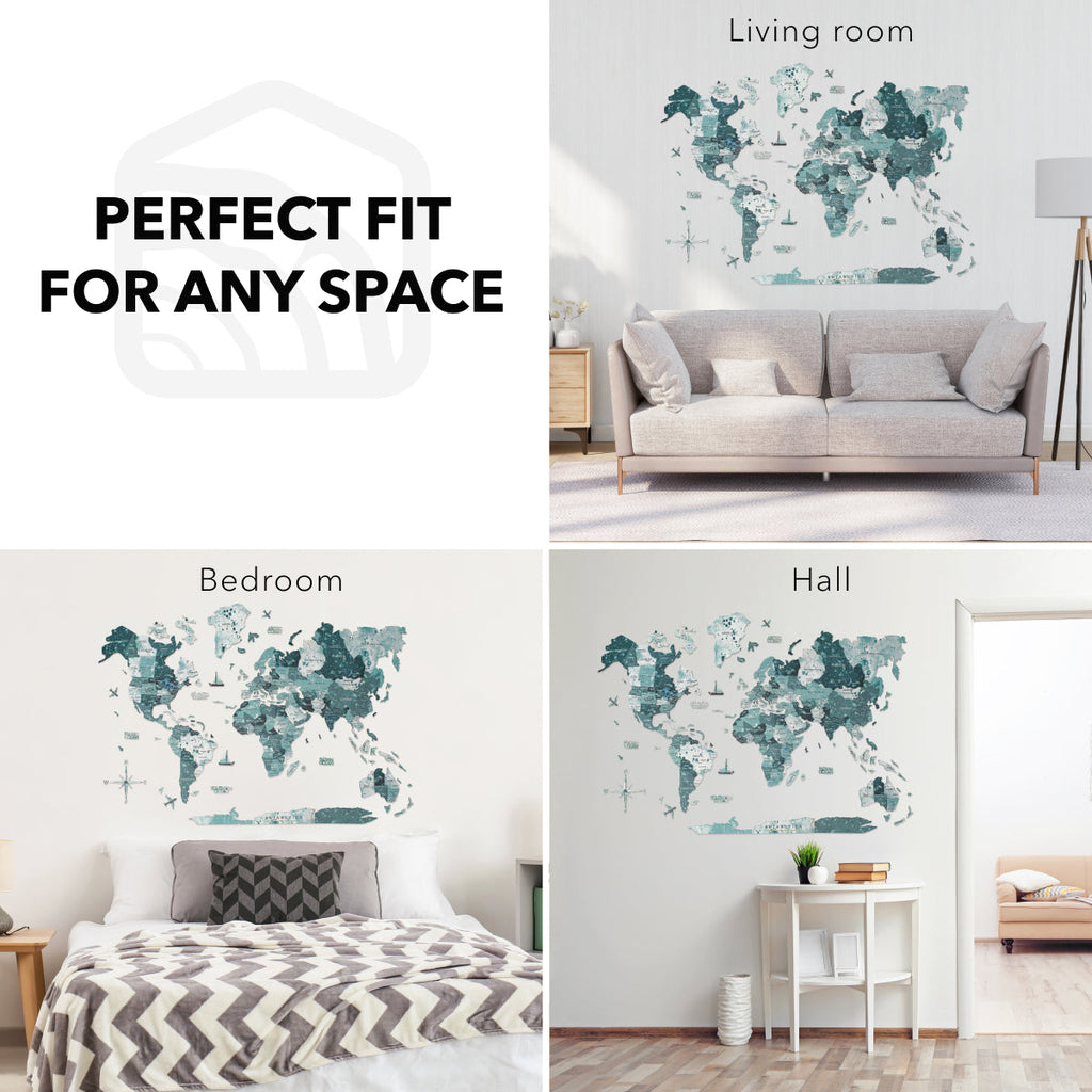 3D Wooden World Map Aurora Enjoy The Wood