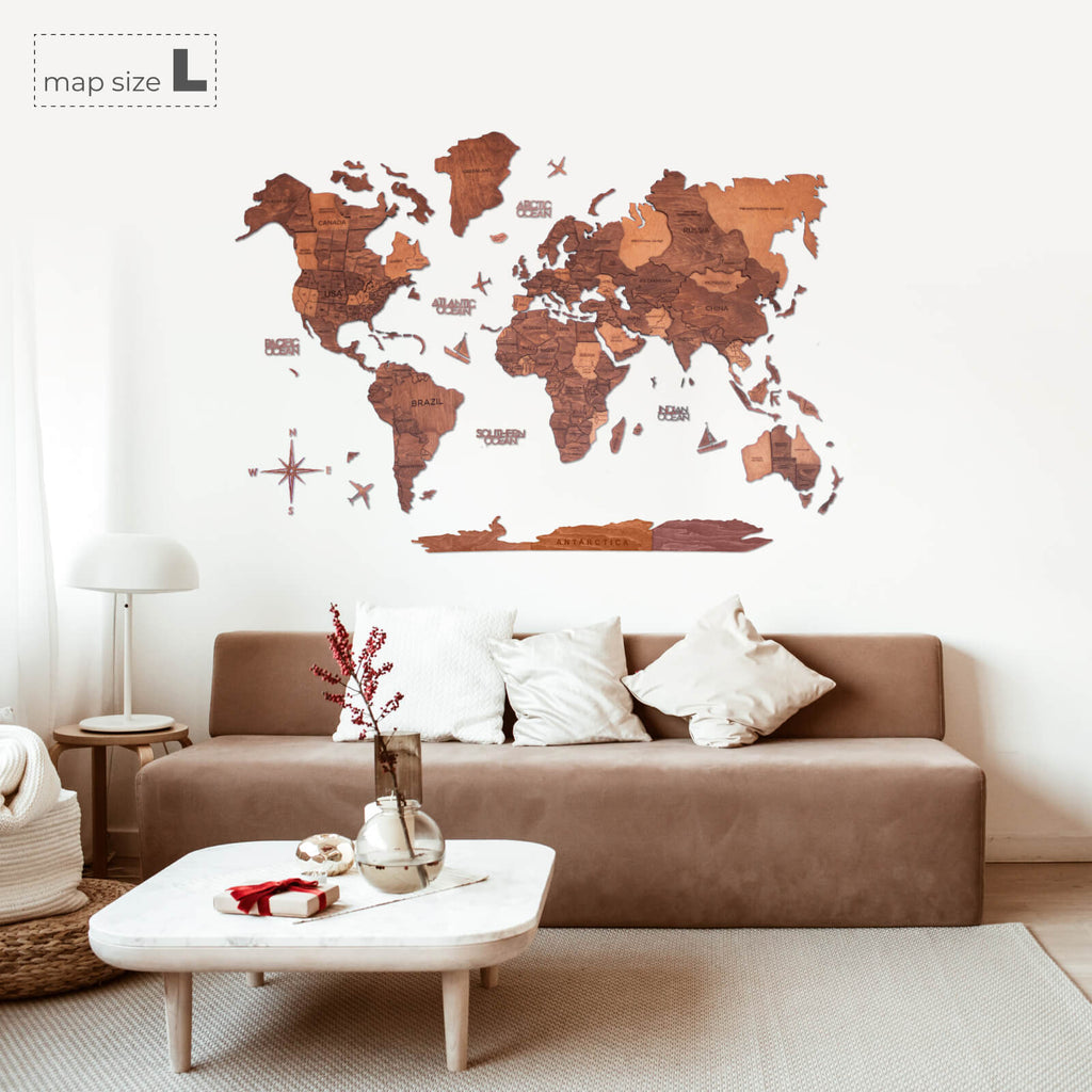 3D Wooden World Map Oak (for US only) - SJB-DIAMOND ELITES