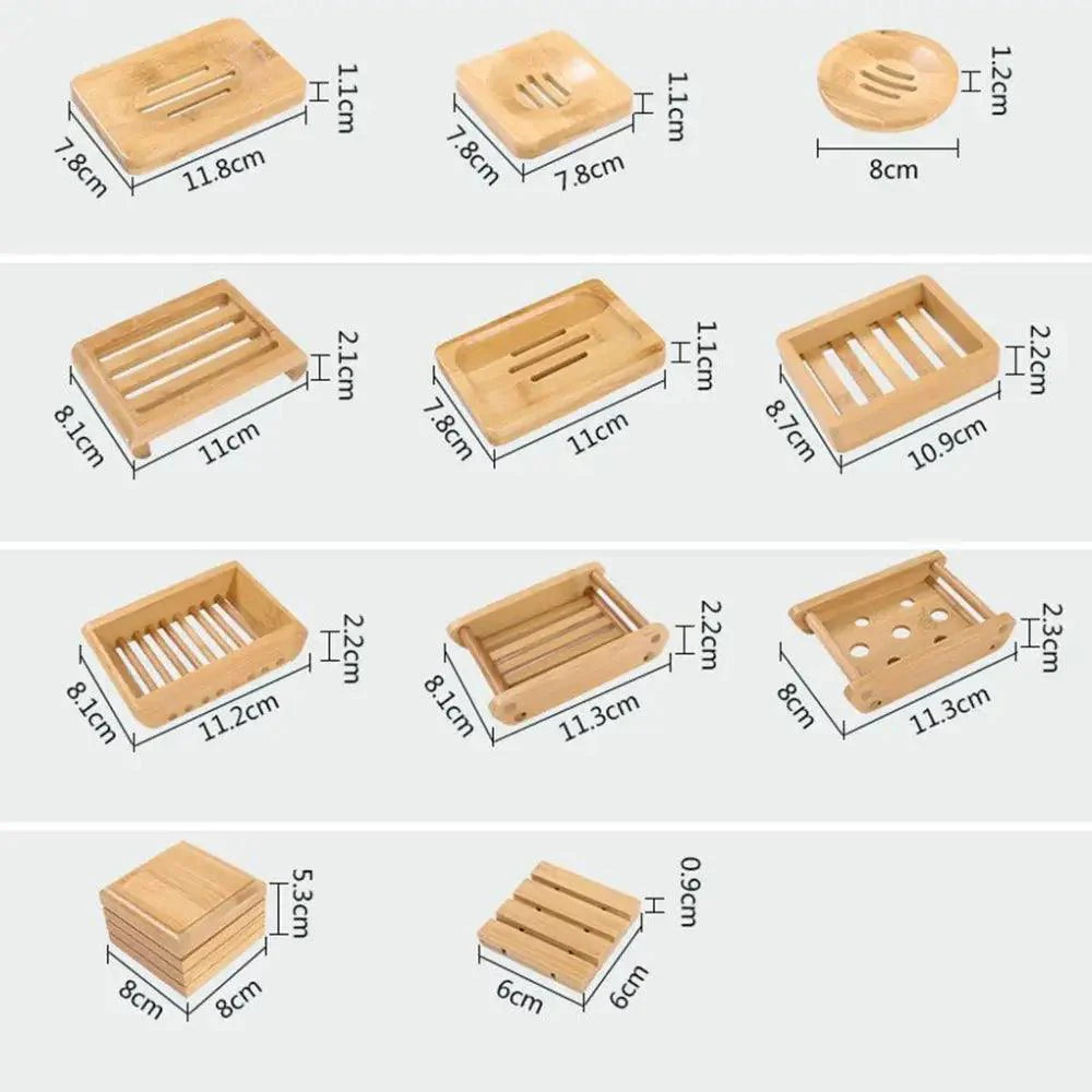 Wooden Natural Bamboo Soap Dishes Tray Holder Storage Soap Rack Plate Box Container Portable Bathroom Soap Dish Storage Box Bathroom Wooden Soap Case Holder Home Hand Craft Natural Wood Dish Holder for Soap Sponge Stevvex