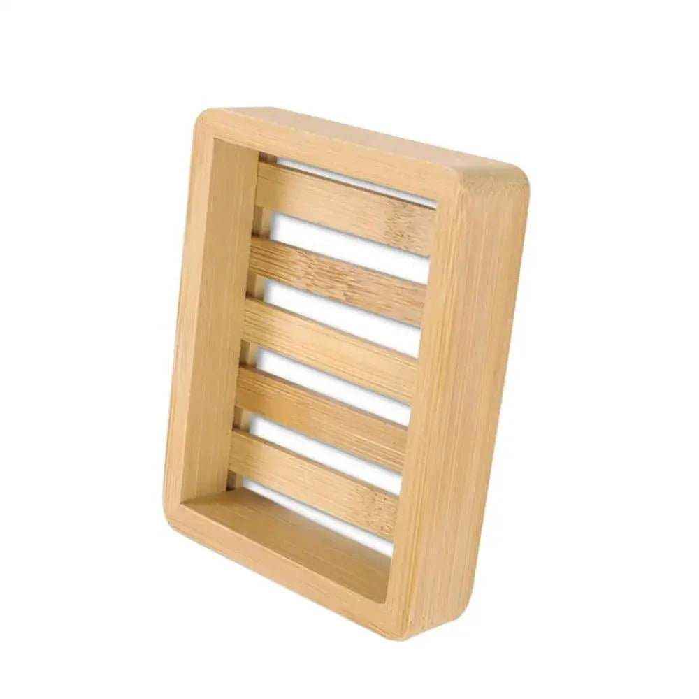 Wooden Natural Bamboo Soap Dishes Tray Holder Storage Soap Rack Plate Box Container Portable Bathroom Soap Dish Storage Box Bathroom Wooden Soap Case Holder Home Hand Craft Natural Wood Dish Holder for Soap Sponge Stevvex