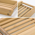 Wooden Natural Bamboo Soap Dishes Tray Holder Storage Soap Rack Plate Box Container Portable Bathroom Soap Dish Storage Box Bathroom Wooden Soap Case Holder Home Hand Craft Natural Wood Dish Holder for Soap Sponge Stevvex